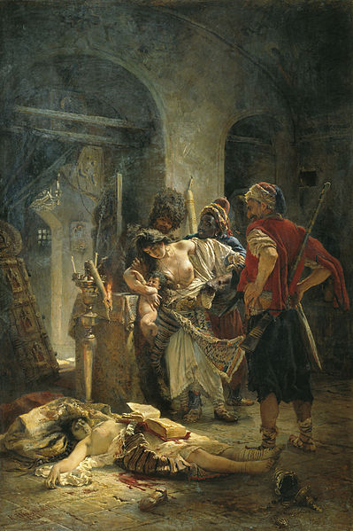 Rus ressam Konstantin Makovsky'nin 93 Harbi ve Bulgar İsyanları sırasında (1877'de) yaptığı, Bulgar kadınlara tecavüz eden başıbozuklar tablosu.